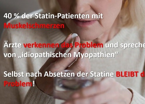 Frau nimmt Medikament - Statine - Muskelschmerzen