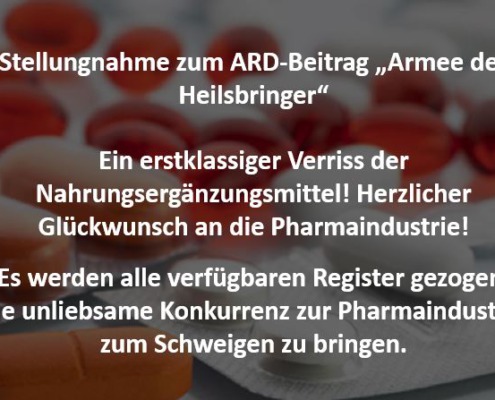 ARD Beitrag Heilsbringer Nahrungsergaenzungsmittel
