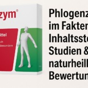 Phlogenzym mono Verpackung mit Titel „Phlogenzym im Faktencheck – Inhaltsstoffe, Studien & naturheilkundliche Bewertung