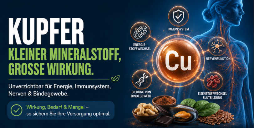 Kupfer als Spurenelement: Funktion, Mangel & Stoffwechsel 4 Kupfer