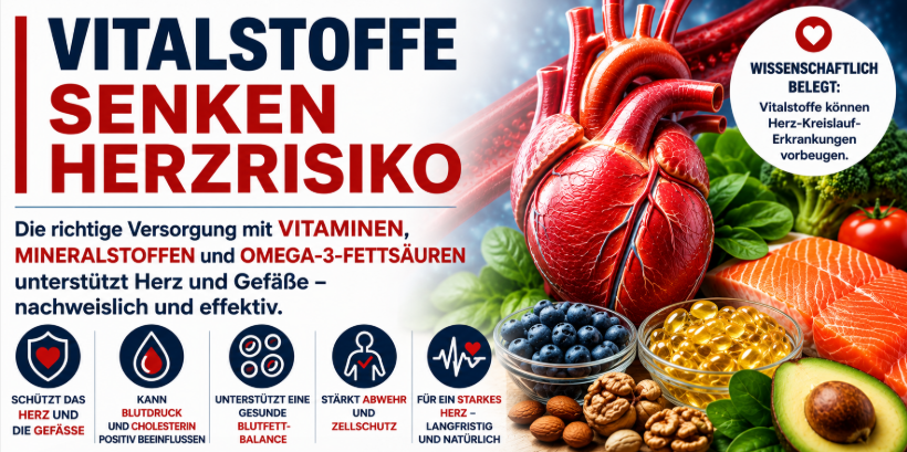 Vitalstoffe senken das Herzrisiko und das Gefäßrisiko 5 Vitalstoffe 2