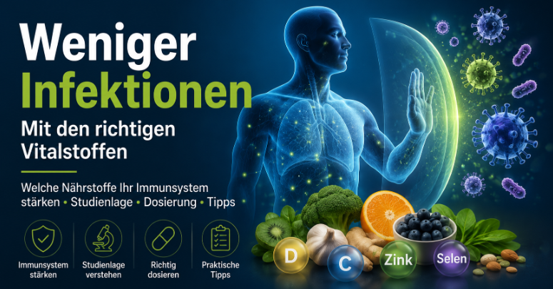 5-mal weniger Infektionen durch Vitalstoffe 1 Weniger Infektionen