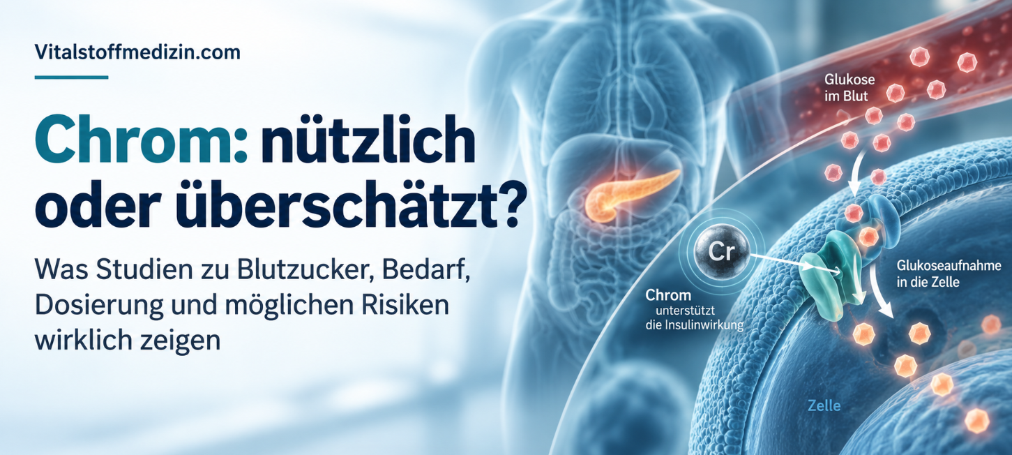 Chrom: Wirkung auf Blutzucker und Insulinstoffwechsel, Bedarf, Dosierung, Chrompicolinat und mögliche Risiken